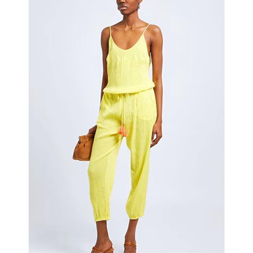 Zadig & Voltaire Coco Crepe Tassel Jumpsuit Yellow Size Small Nwt